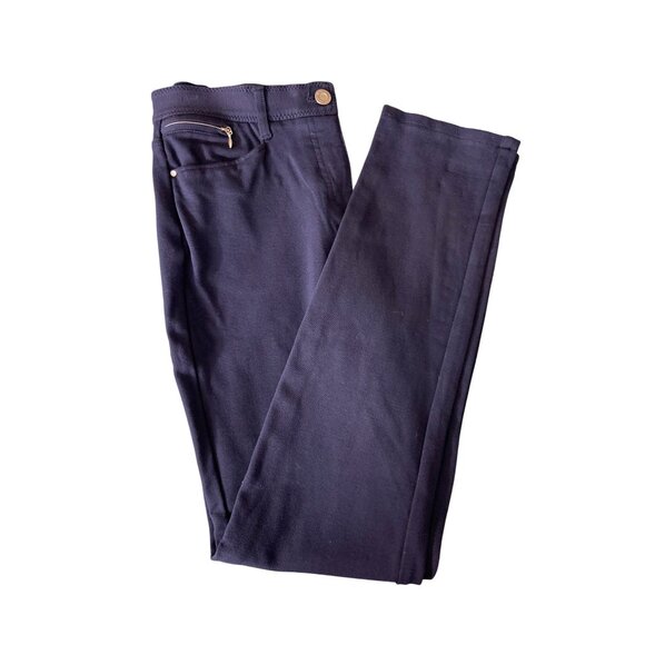 Chicos So Slimming Womens Pants Tall XS Navy Straight-Leg Zipper Pocket Normcore - Picture 1 of 8